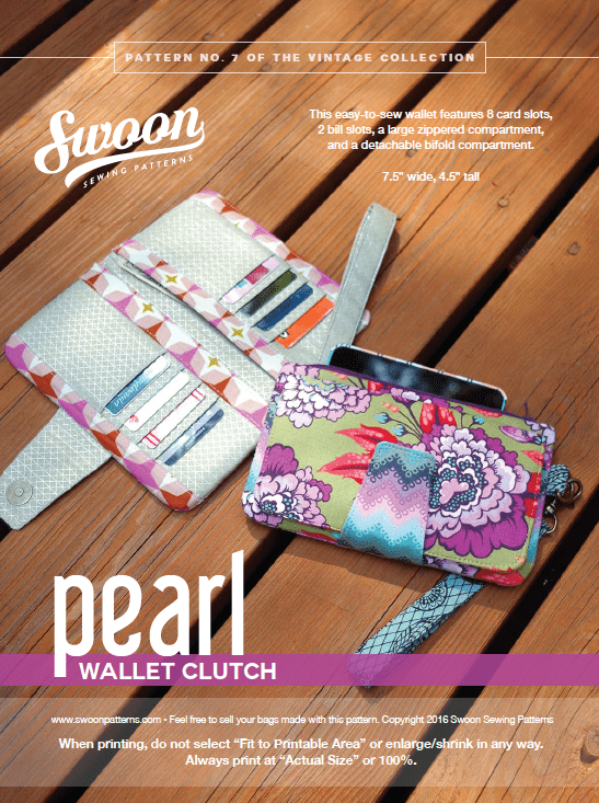 Pearl Wallet Clutch PDF sewing pattern from Swoon Patterns