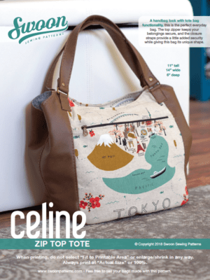 Celine zip top tote bag - bag sewing pattern by Swoon sewing pattern 