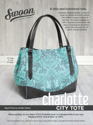 Charlotte City Tote bag by Swoon sewing patterns 